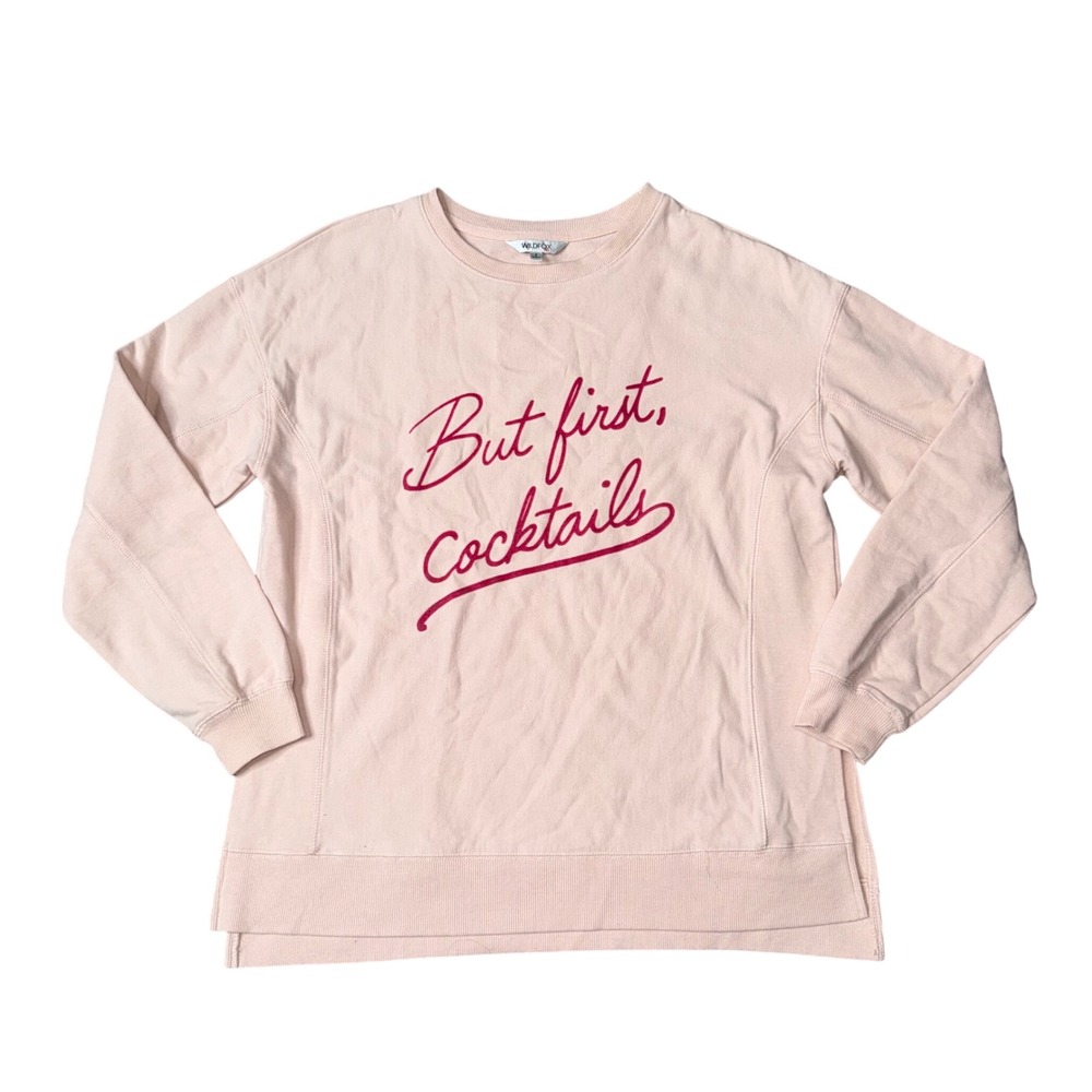 Wildfox Sweatshirt Womens Small Pink Excellent But First Cocktails‎ Graphic
